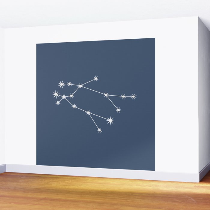 Gemini Zodiac Star Constellation Line Art Neutral Blue Wall Mural Gallery Image 2