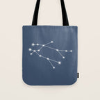Gemini Zodiac Star Constellation Line Art Neutral Blue Tote Bag Gallery Image 1
