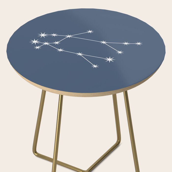 Gemini Zodiac Star Constellation Line Art Neutral Blue Side Table Gallery Image 2