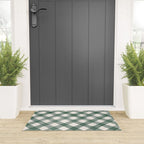 Hand Painted Dark Green Festive Gingham Theme Welcome Mat Gallery Image 3