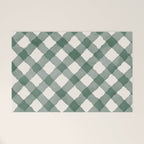 Hand Painted Dark Green Festive Gingham Theme Welcome Mat Gallery Image 1