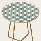 Hand Painted Dark Green Festive Gingham Theme Side Table Gallery Image 2