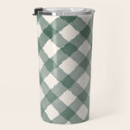 Hand Painted Dark Green Festive Gingham Theme Travel Mug Gallery Image 3