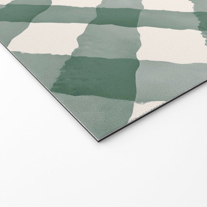 Hand Painted Dark Green Festive Gingham Theme Welcome Mat Gallery Image 2