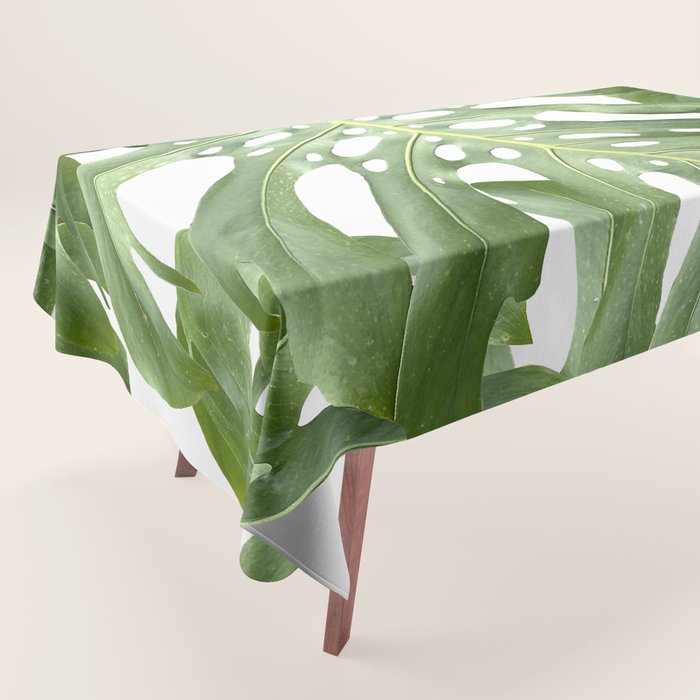 Vibrant tropical foliage on white Tablecloth Gallery Image 1