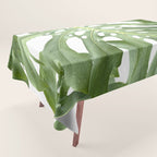 Vibrant tropical foliage on white Tablecloth Gallery Image 1