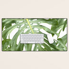 Vibrant tropical foliage on white Desk Mat Gallery Image 1