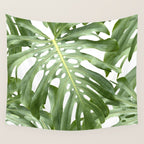 Vibrant tropical foliage on white Wall Tapestry Gallery Image 4