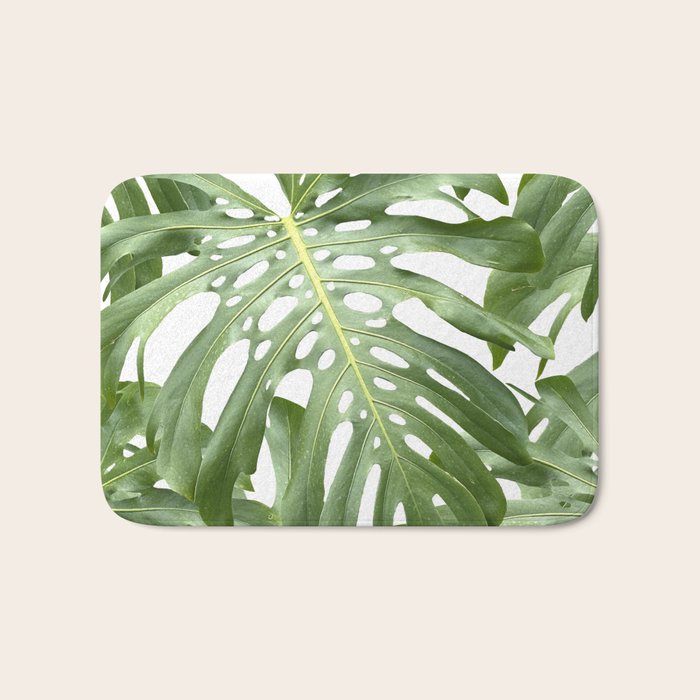 Vibrant tropical foliage on white Bath Mat Gallery Image 1