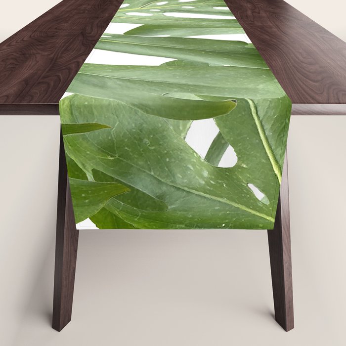 Vibrant tropical foliage on white Table Runner Gallery Image 1