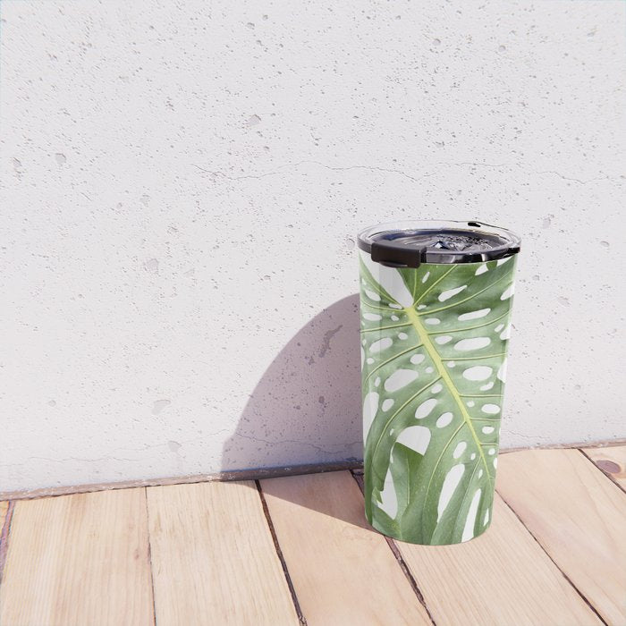 Vibrant tropical foliage on white Travel Mug Gallery Image 4