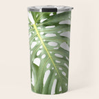 Vibrant tropical foliage on white Travel Mug Gallery Image 1