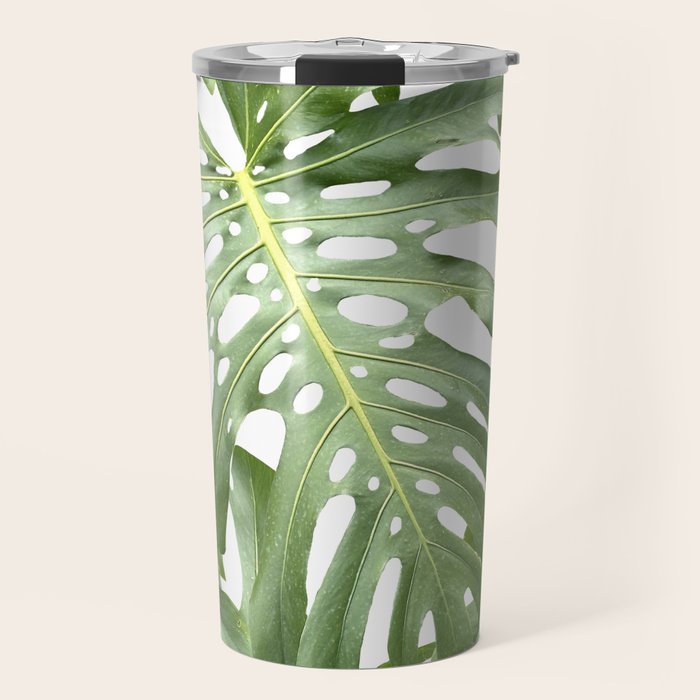 Vibrant tropical foliage on white Travel Mug Gallery Image 1