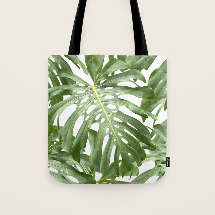 Vibrant tropical foliage on white Tote Bag Gallery Image 1