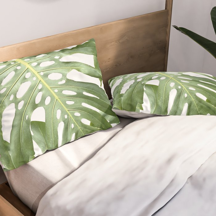 Vibrant tropical foliage on white Pillow Sham Gallery Image 2