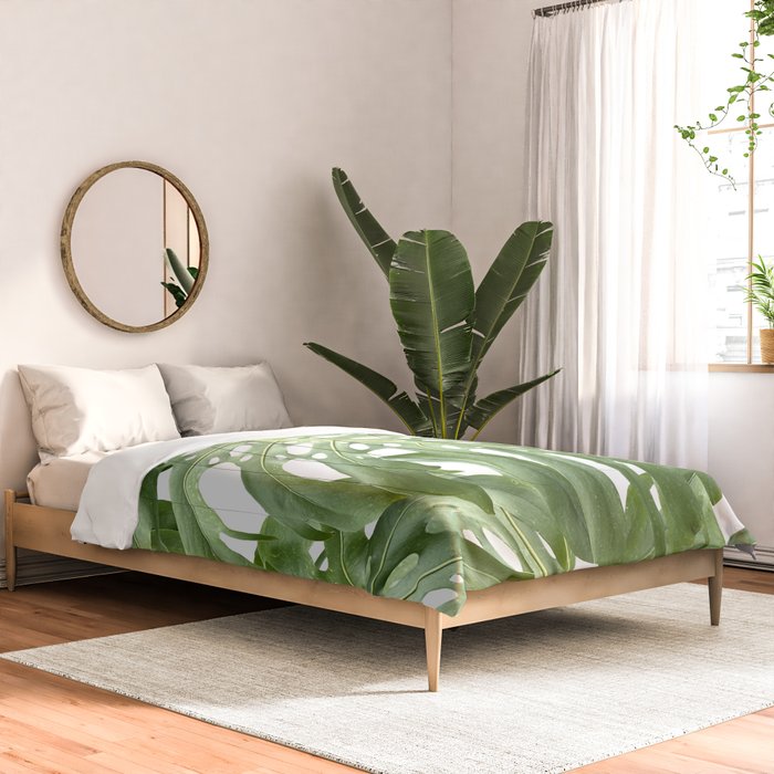 Vibrant tropical foliage on white Comforter Gallery Image 2