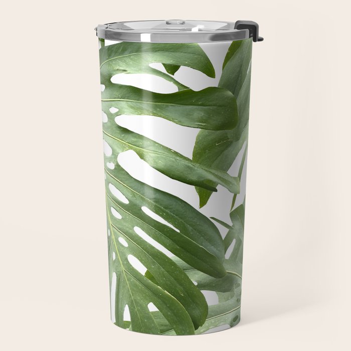 Vibrant tropical foliage on white Travel Mug Gallery Image 2