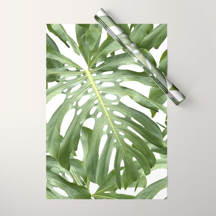 Vibrant tropical foliage on white Wrapping Paper Gallery Image 1