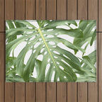 Vibrant tropical foliage on white Outdoor Rug Gallery Image 1