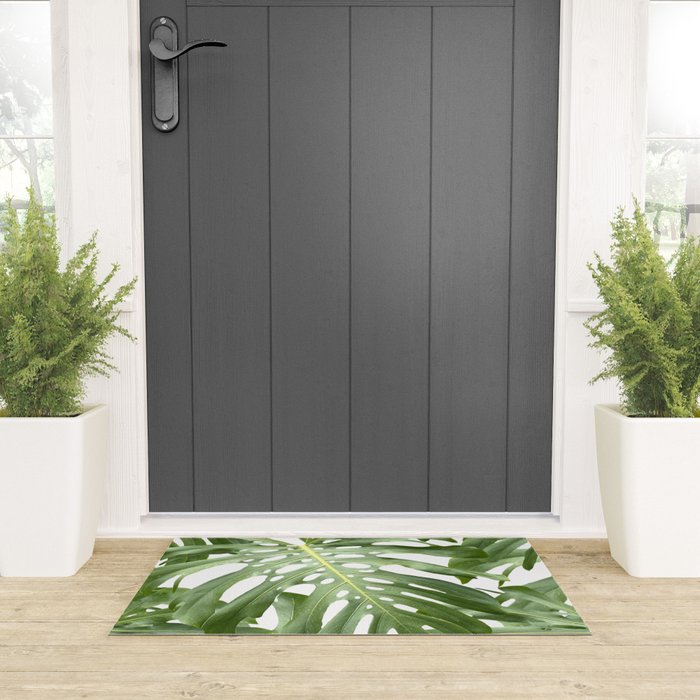 Vibrant tropical foliage on white Welcome Mat Gallery Image 3