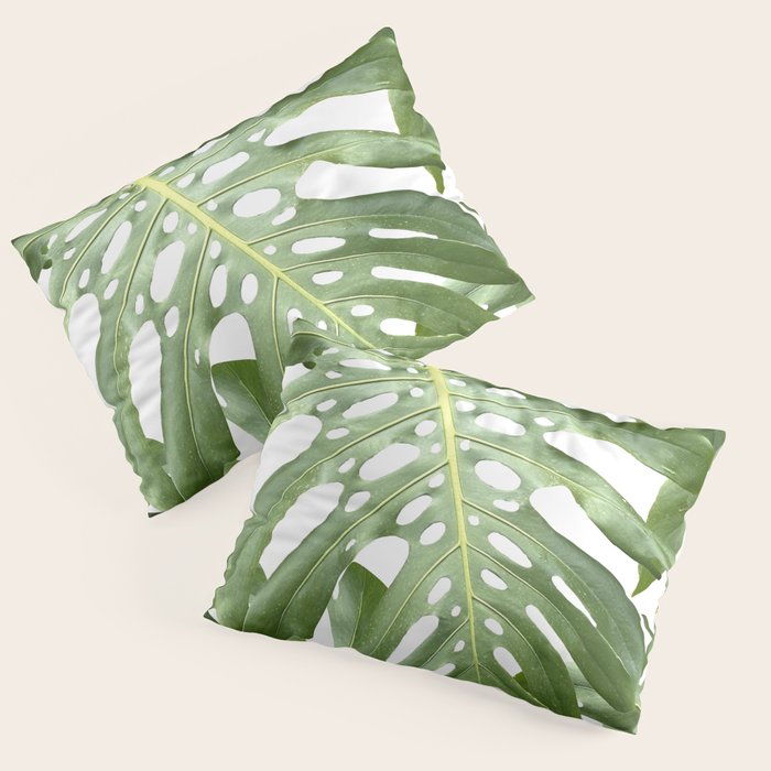 Vibrant tropical foliage on white Pillow Sham Gallery Image 3