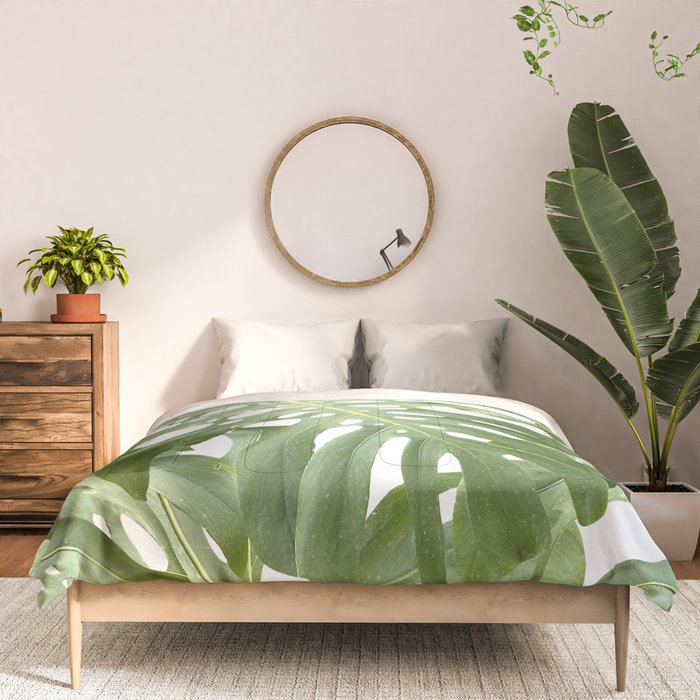 Vibrant tropical foliage on white Comforter Gallery Image 3