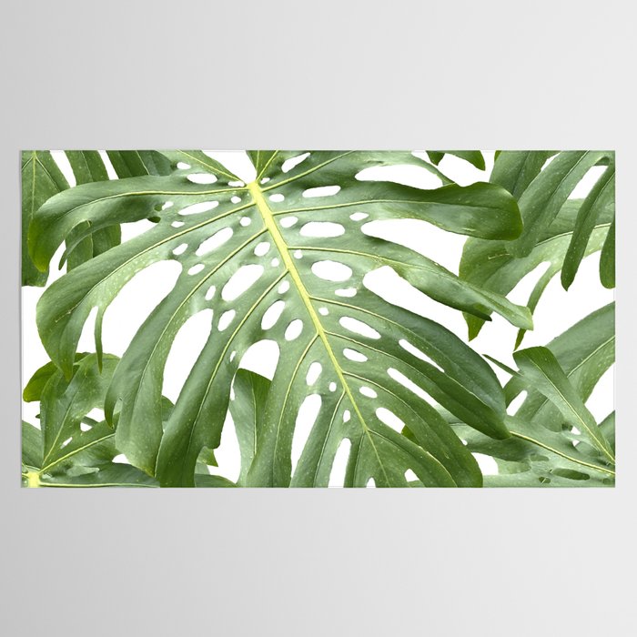 Vibrant tropical foliage on white Tablecloth Gallery Image 2
