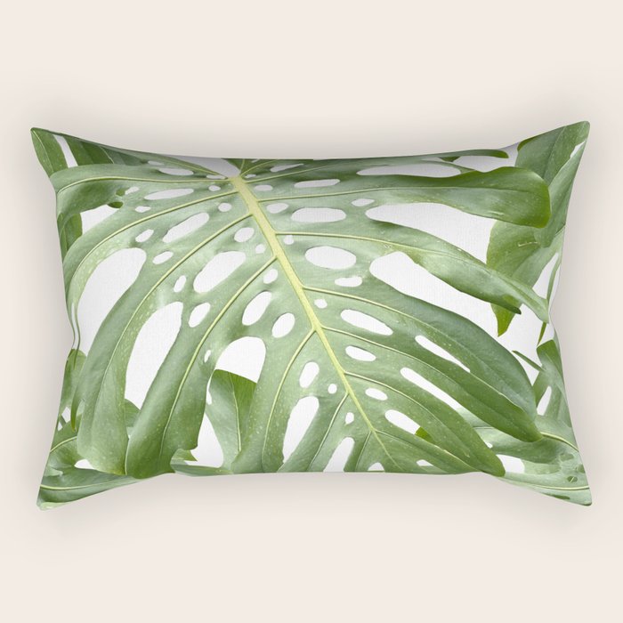 Vibrant tropical foliage on white Rectangular Pillow Gallery Image 1