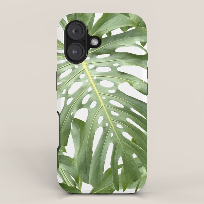 Vibrant tropical foliage on white iPhone Case Gallery Image 1