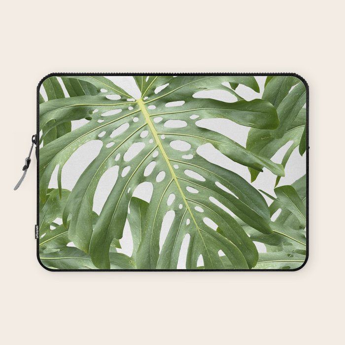 Vibrant tropical foliage on white Laptop Sleeve Gallery Image 1