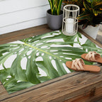 Vibrant tropical foliage on white Outdoor Rug Gallery Image 2