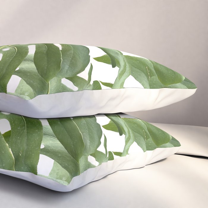 Vibrant tropical foliage on white Pillow Sham Gallery Image 3