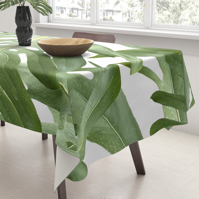 Vibrant tropical foliage on white Tablecloth Gallery Image 3