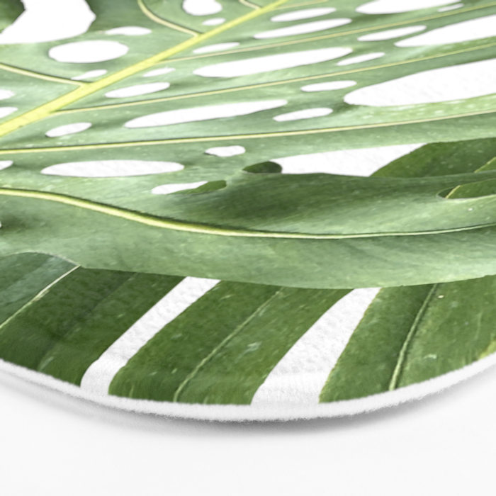 Vibrant tropical foliage on white Bath Mat Gallery Image 3