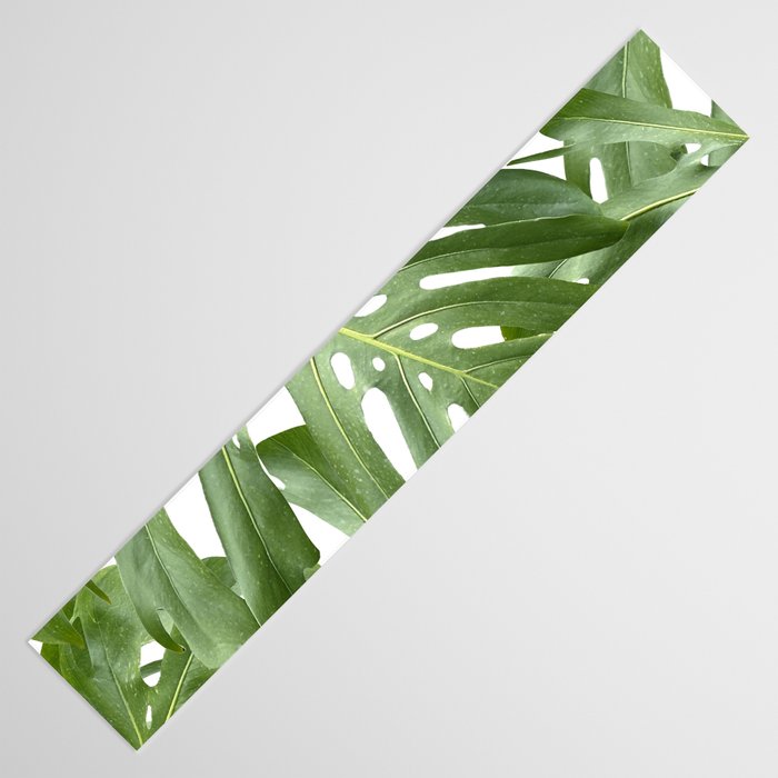 Vibrant tropical foliage on white Table Runner Gallery Image 3
