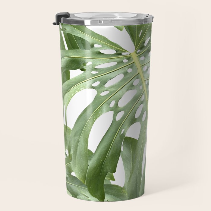 Vibrant tropical foliage on white Travel Mug Gallery Image 3