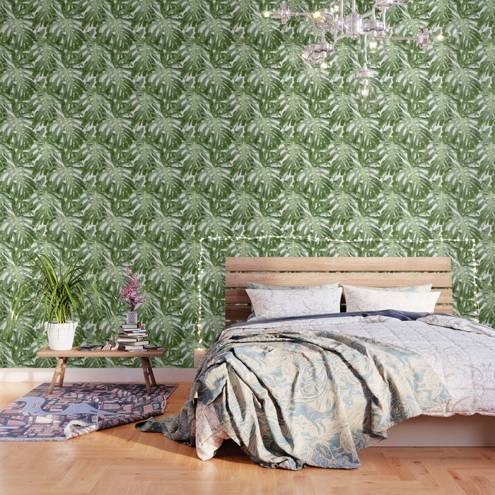 Vibrant tropical foliage on white Wallpaper Gallery Image 3