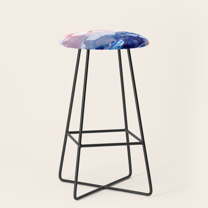 Ejaaz Haniff Abstract Acrylic Palette Knife Painting Blue Pink: 'Summer Storm' Stool Gallery Image 1