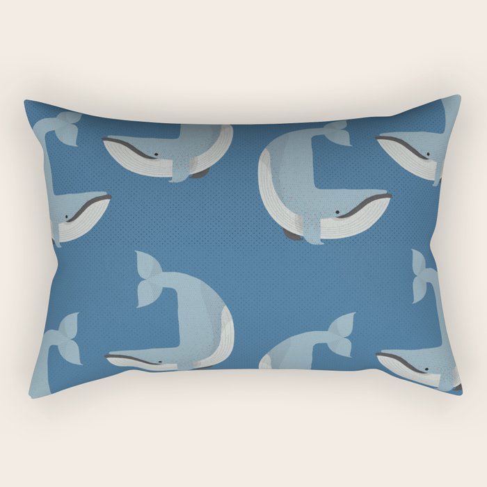 Whimsy Blue Whale Rectangular Pillow Gallery Image 2