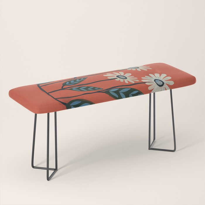 Terracotta Abstract Daisy Flowers Bench Gallery Image 1
