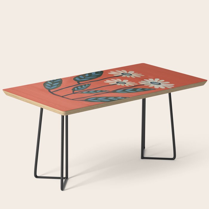 Terracotta Abstract Daisy Flowers Coffee Table Gallery Image 1