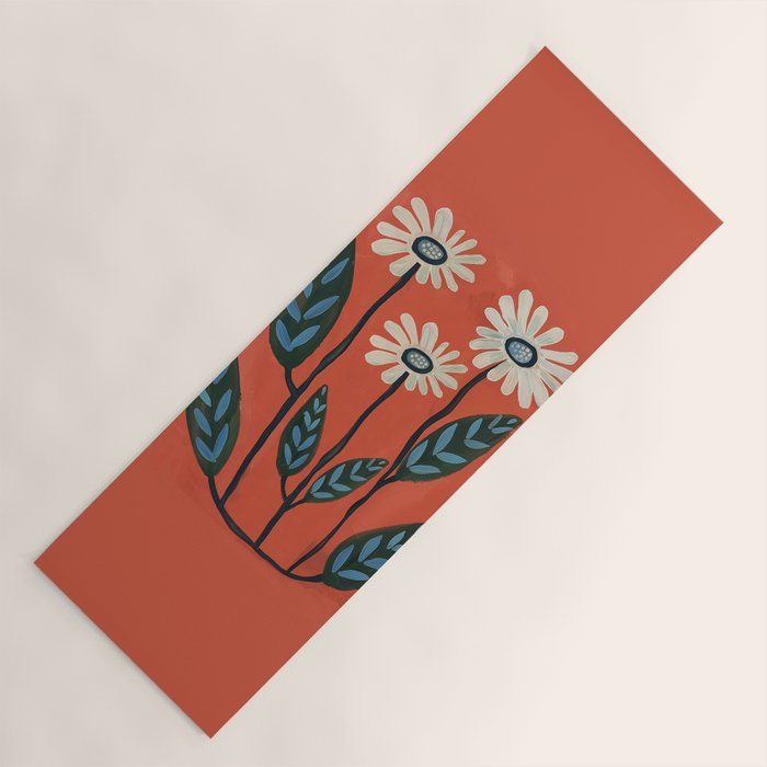 Terracotta Abstract Daisy Flowers Yoga Mat Gallery Image 1