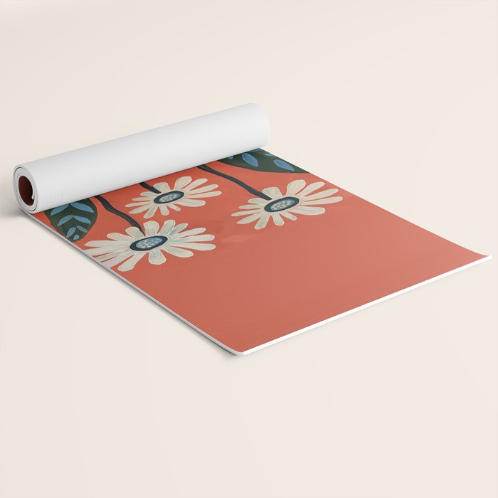 Terracotta Abstract Daisy Flowers Yoga Mat Gallery Image 2