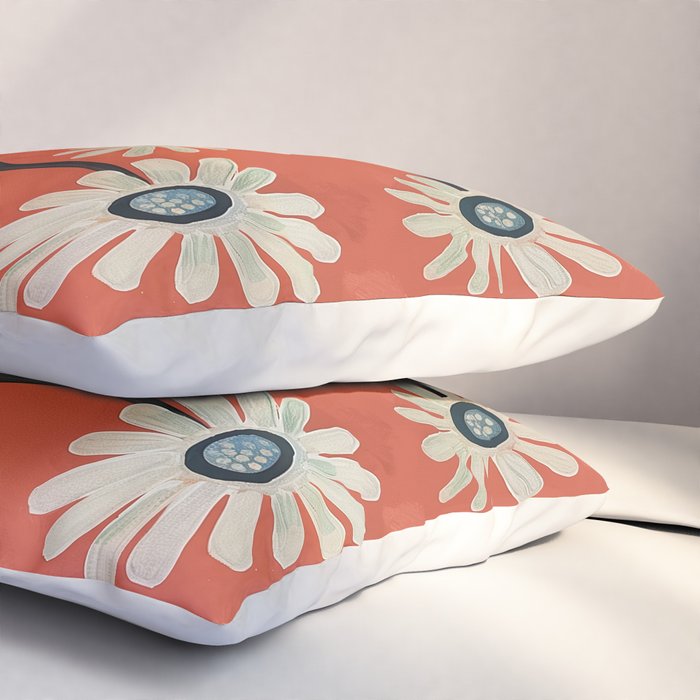 Terracotta Abstract Daisy Flowers Pillow Sham Gallery Image 3