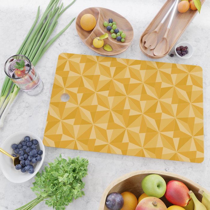 Kaleidoscope Tile Pattern XI Golden Yellow Tones Cutting Board Gallery Image 2