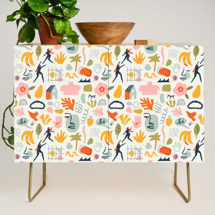 Abstract organic summer nature art pattern Credenza Gallery Image 1