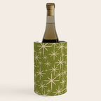 Stella - Retro Midcentury Modern Starbursts in Mid Mod Beige and Olive Green  Wine Chiller Gallery Image 3