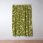 Stella - Retro Midcentury Modern Starbursts in Mid Mod Beige and Olive Green  Window Curtain Gallery Image 3