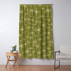 Stella - Retro Midcentury Modern Starbursts in Mid Mod Beige and Olive Green  Window Curtain Gallery Image 5
