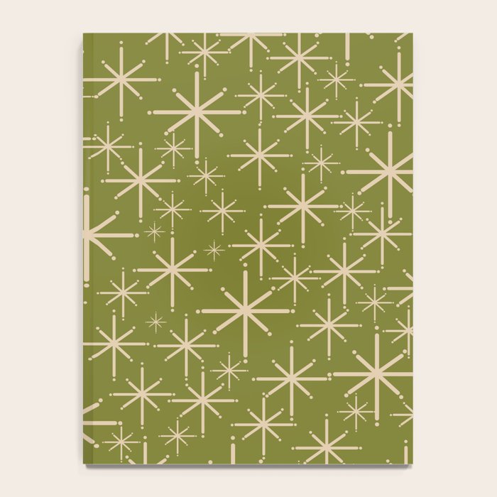 Stella - Retro Midcentury Modern Starbursts in Mid Mod Beige and Olive Green  Notebook Gallery Image 4